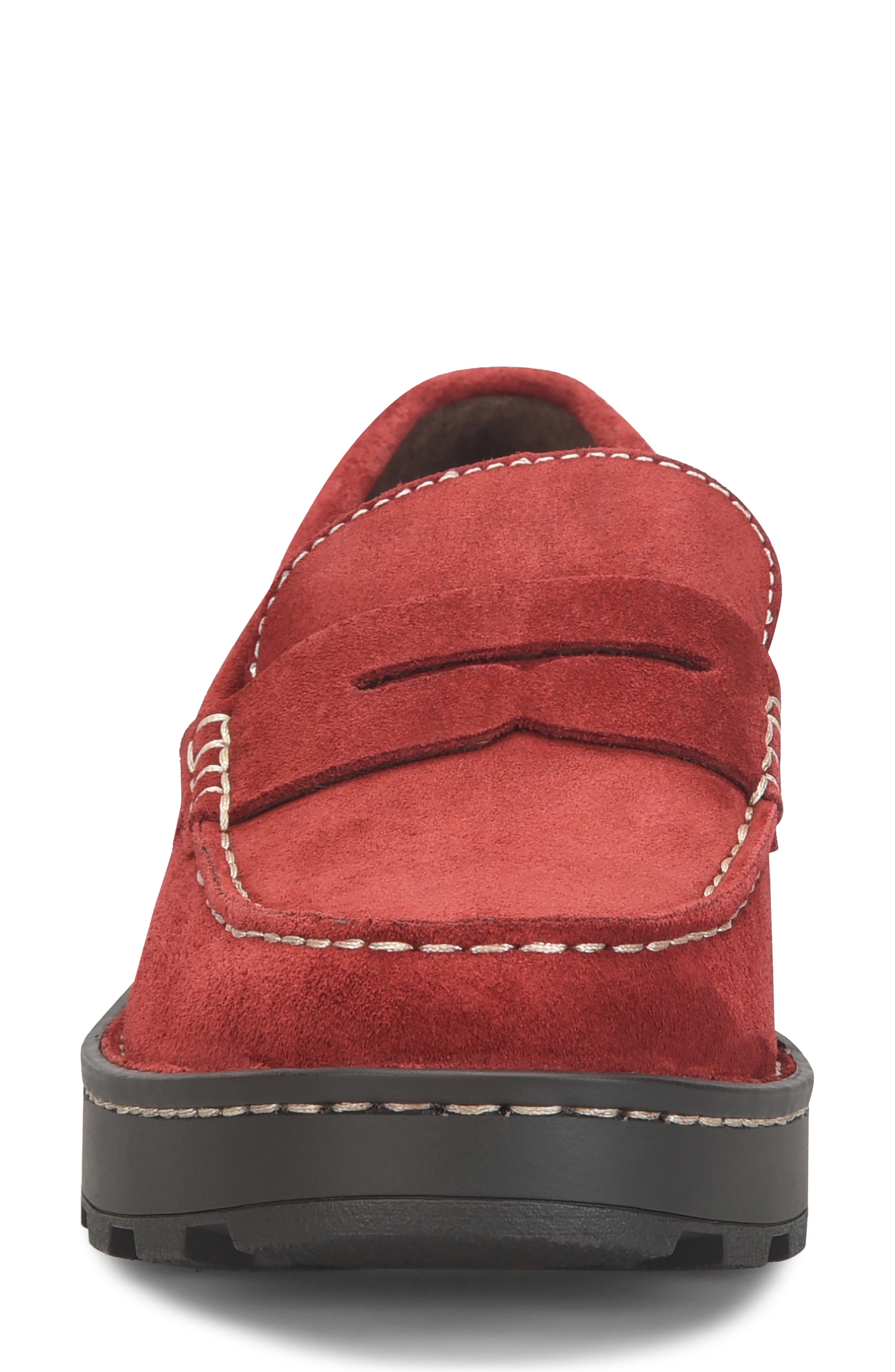 Carrera Platform Penny Loafer, Alternate, color, RED SUEDE