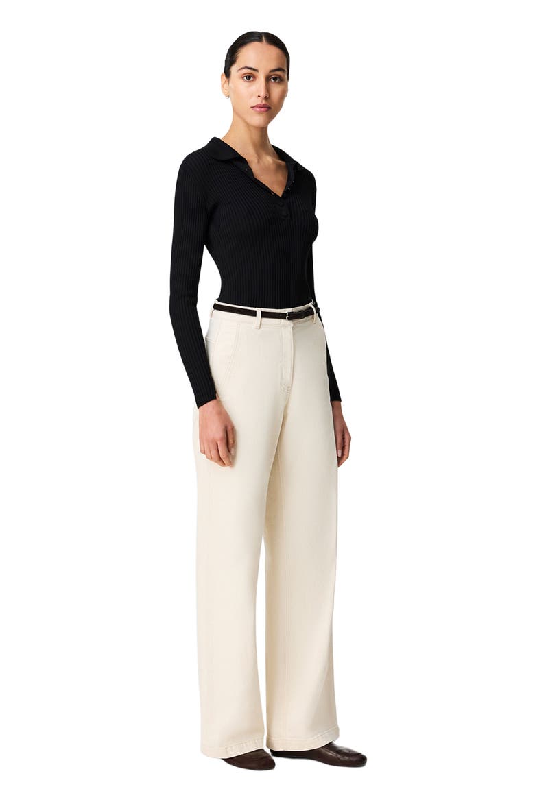 Ribbed Knit Polo, Main, color, Black