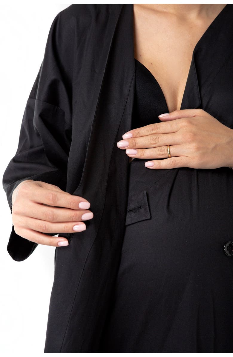 Accouchée Amaterasu Tie Belt Maternity/Nursing Wrap Midi Dress, Alternate, color, Black