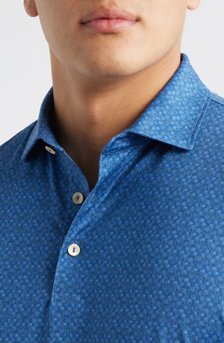 Peter Millar Pole Position Racing Print Performance Jersey Polo, Alternate, color, Windsor Blue