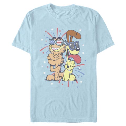 Men's Garfield Patriotic Cat and Dog Celebration  Graphic T-Shirt
