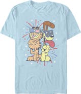 Garfield Men's Garfield Patriotic Cat and Dog Celebration  Graphic T-Shirt