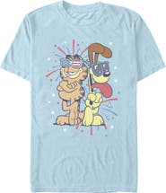 Garfield Men's Garfield Patriotic Cat and Dog Celebration  Graphic T-Shirt
