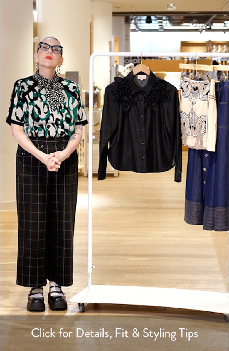 Ivan Rosette Detail Denim Button-Up Shirt, sales video thumbnail