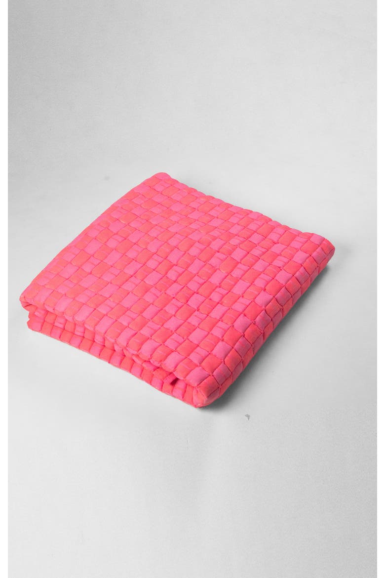 Quilted Sujani Neon Pink Throw Blanket, Alternate, color, Pink