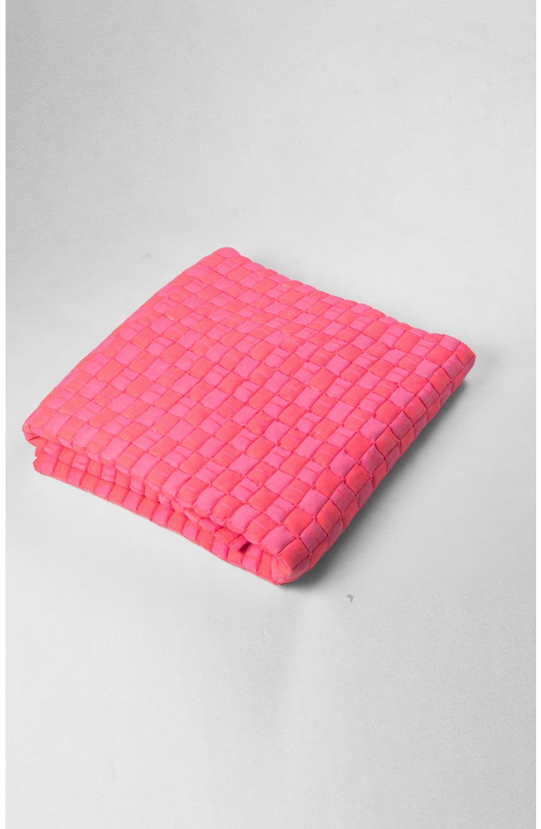Archive New York Quilted Sujani Neon Pink Throw Blanket, Alternate, color, Pink