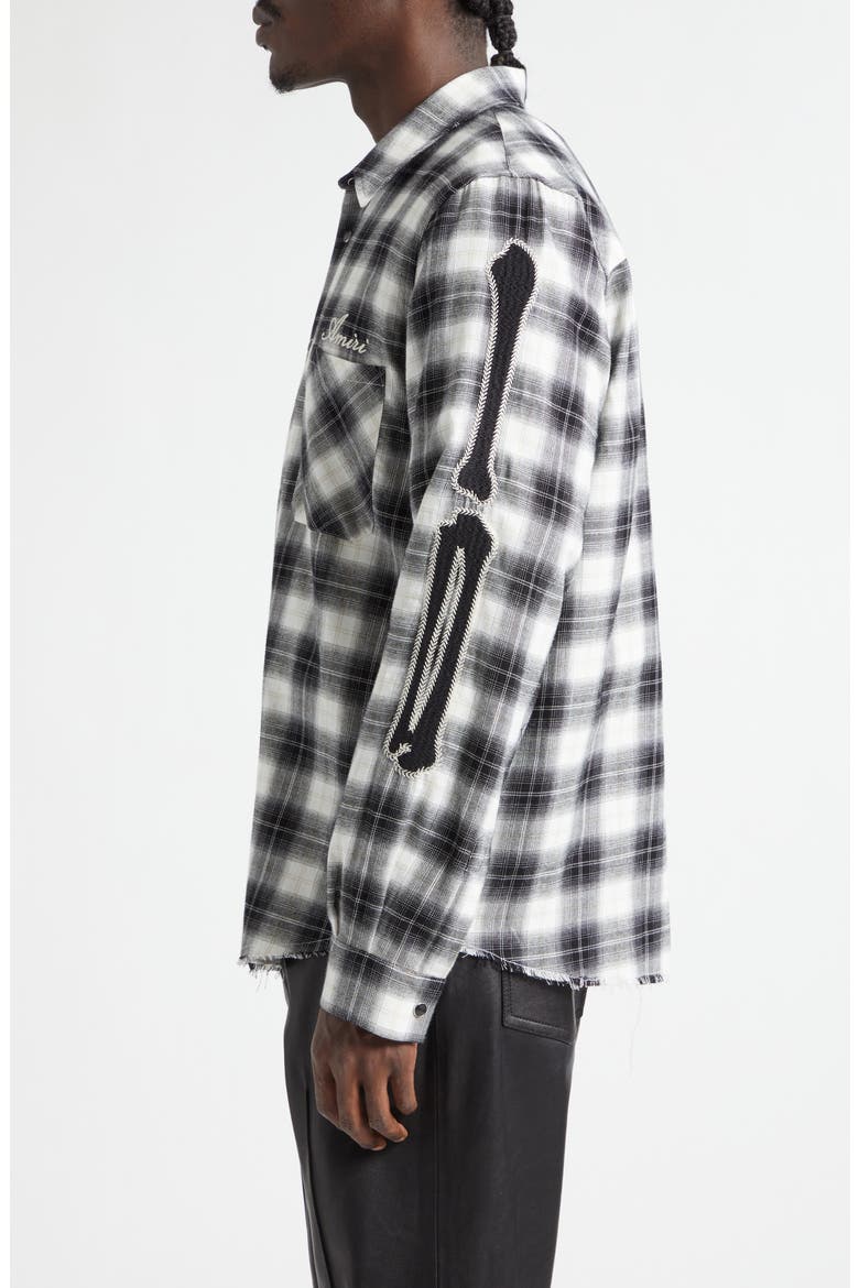 Bones Appliqué Flannel Overshirt, Alternate, color, BLACK