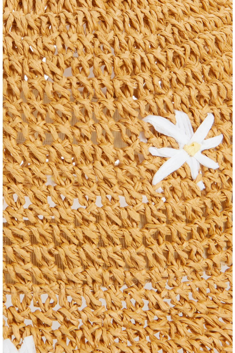 Flower Appliqué Straw Bucket Hat, Alternate, color, NATURAL