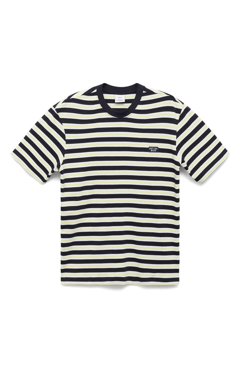 MANGO Regular Fit Stripe Cotton T-Shirt, Alternate, color, Navy