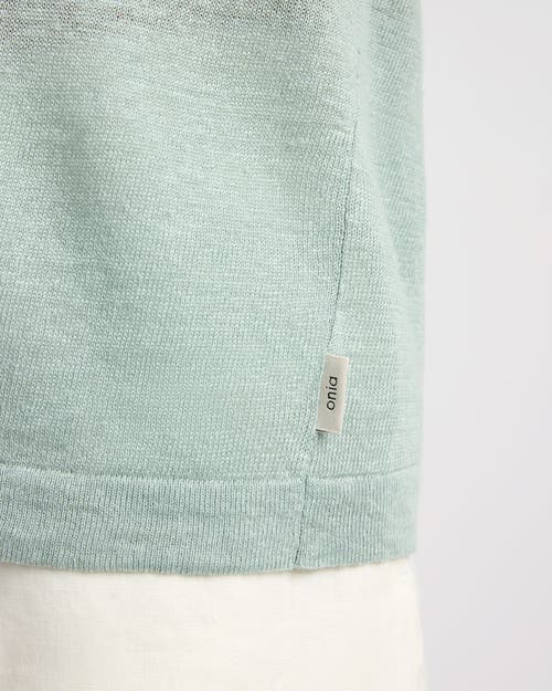 Onia Linen Sweater Polo In Green