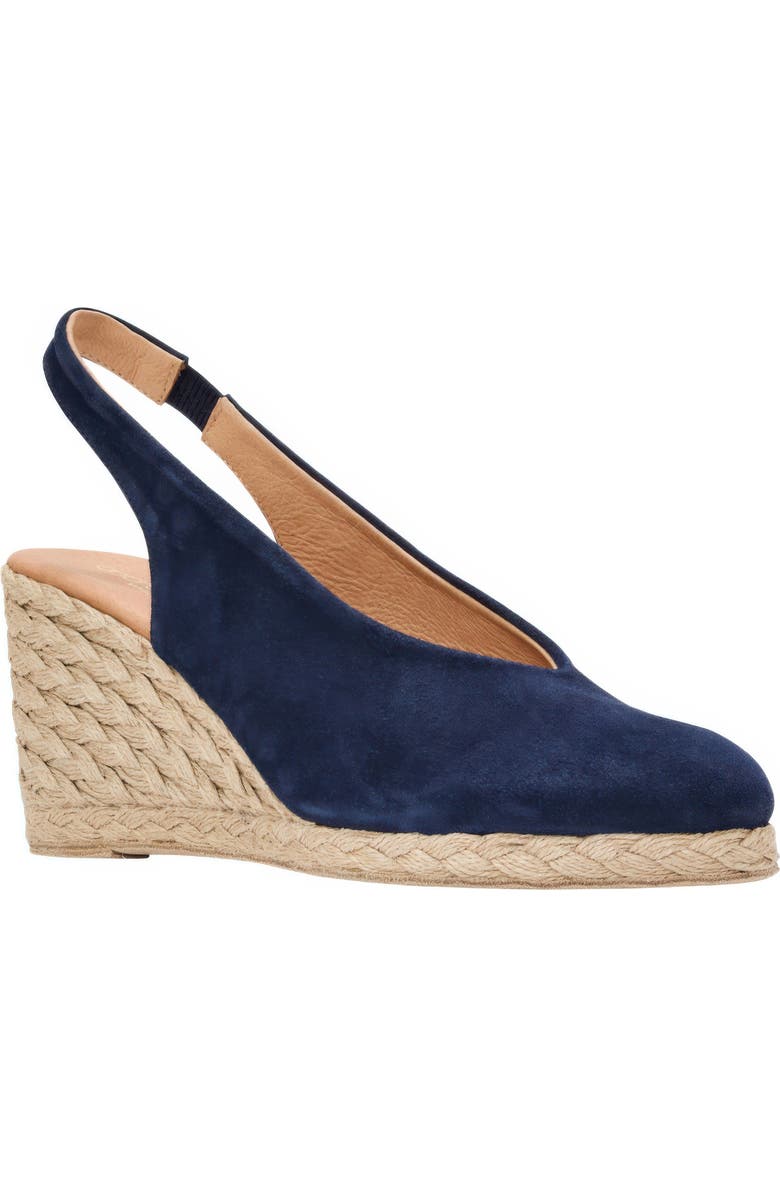 André Assous Pamala Slingback Wedge Pump, Main, color, Navy Suede