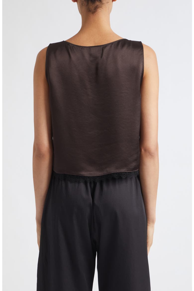 Barb Lace Trim Sleeveless Satin Top, Alternate, color, CHOCOLATE