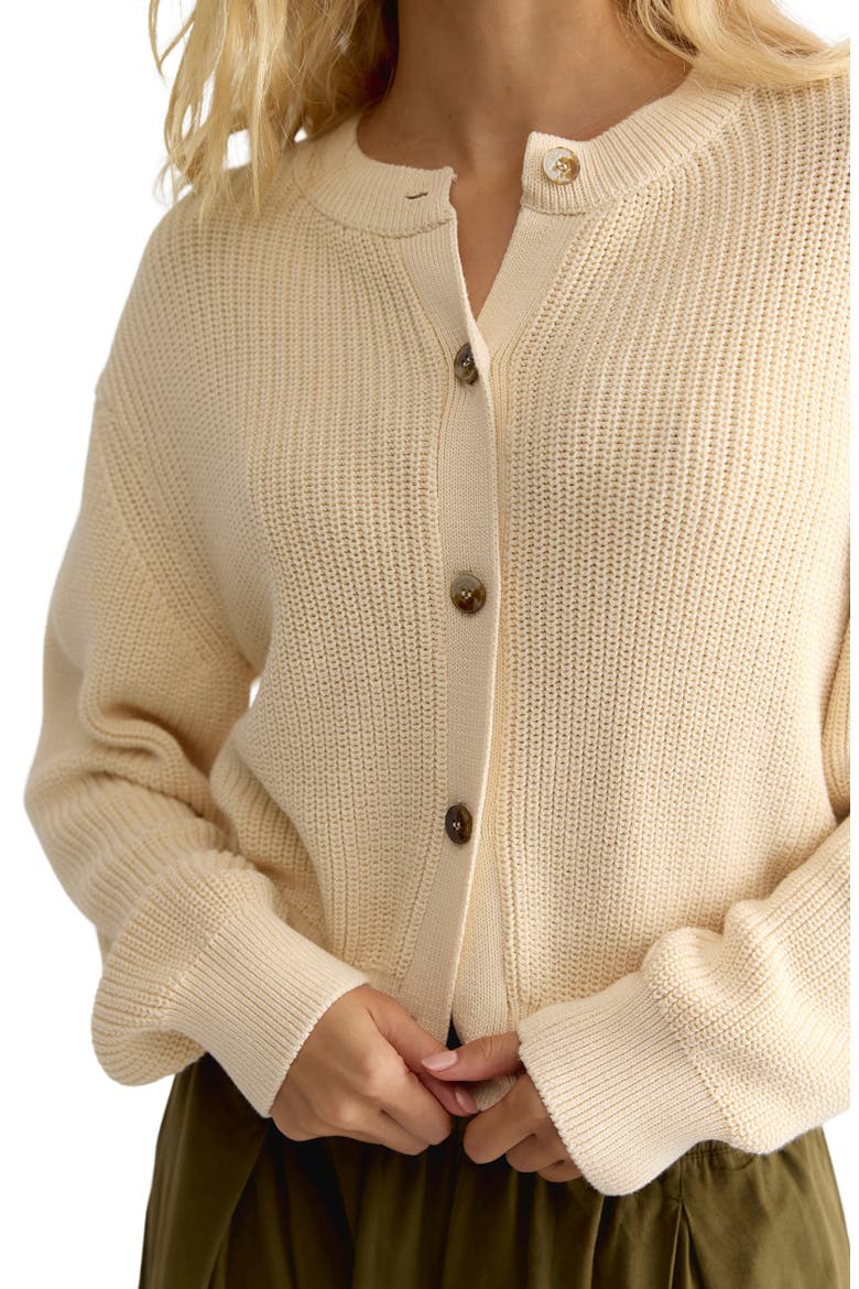 Vienna Rib Button Front Cardigan, Alternate, color, IVORY