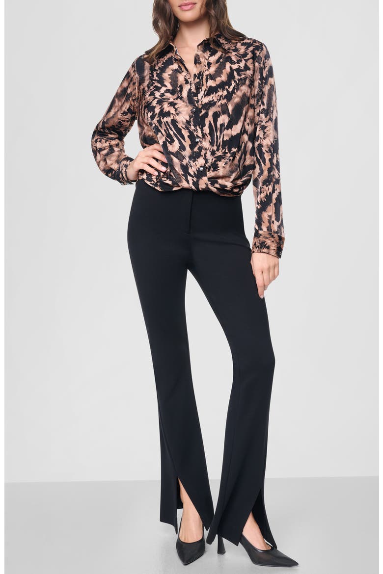 Print Twist Front Shirt, Alternate, color, ABSTRACT FEATHER