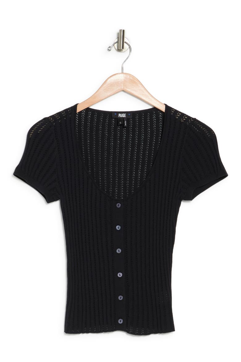 Anthony Short Sleeve Pointelle Top, Alternate, color, BLACK
