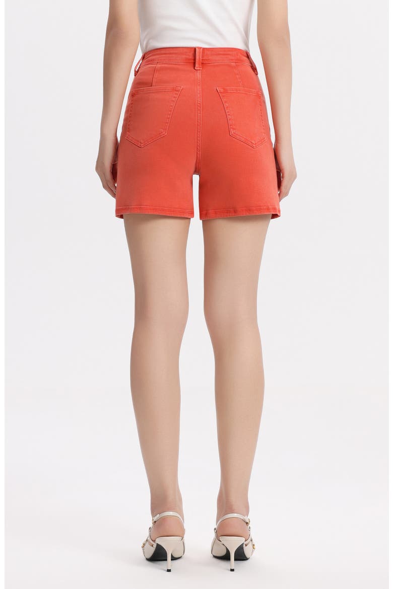 Elowen Welt Pocket High Waist Denim Shorts, Alternate, color, SUGAR CORAL