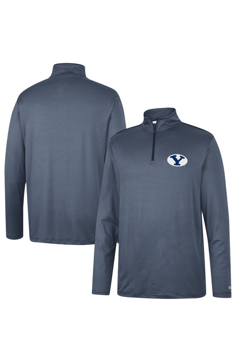 COLOSSEUM Men's Colosseum Navy BYU Cougars Logo Quarter-Zip Windshirt, Main, color,