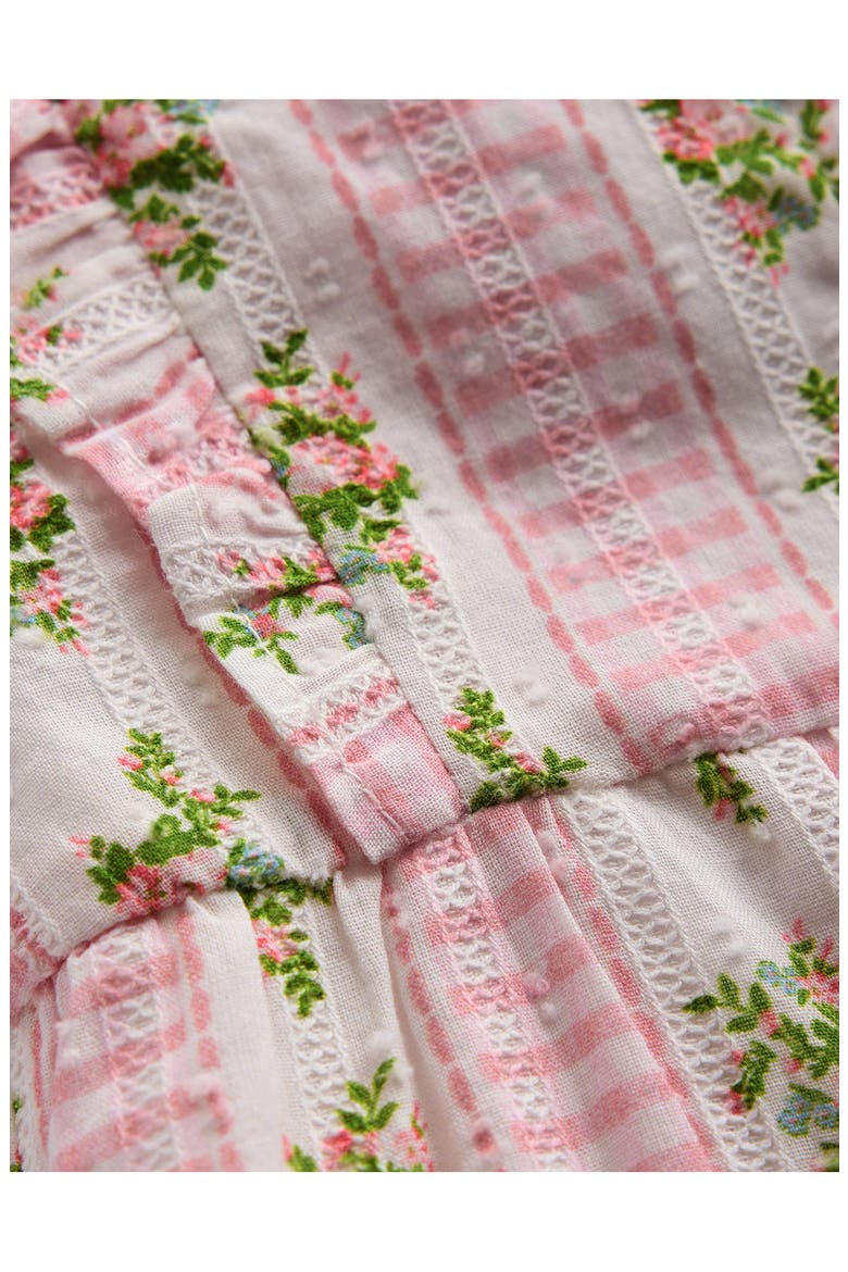 Short Frill Cotton Bubble Romper, Alternate, color, PINK GINGHAM FLORAL