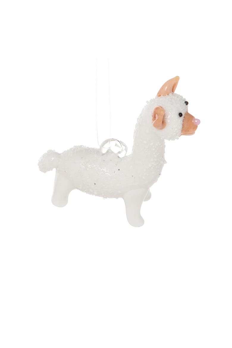 Llama Art Glass Ornament, Main, color, White