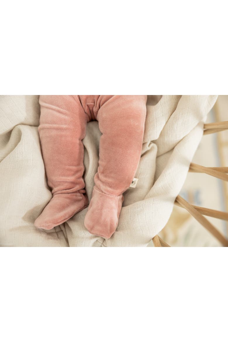 Bow Stitch Ribbed Velour Romper with Matching Hat, Alternate, color, Rose