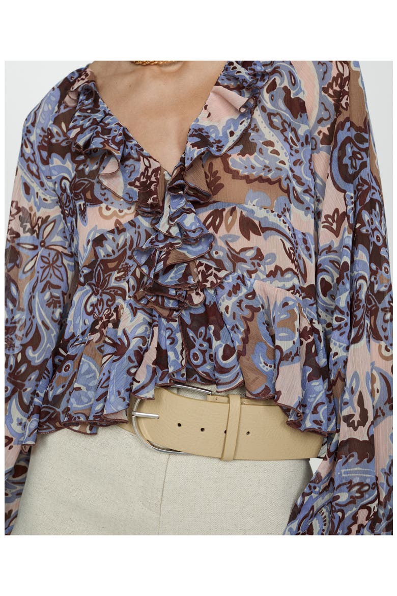 Paisley Ruffle Top, Alternate, color, BLUE