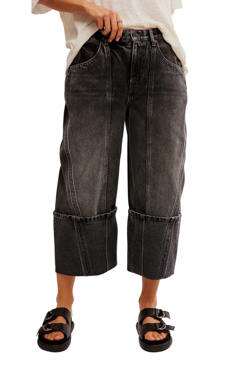 Free People Olsen Distressed Cuffed Crop Barrel Leg Jeans, Main, color, 