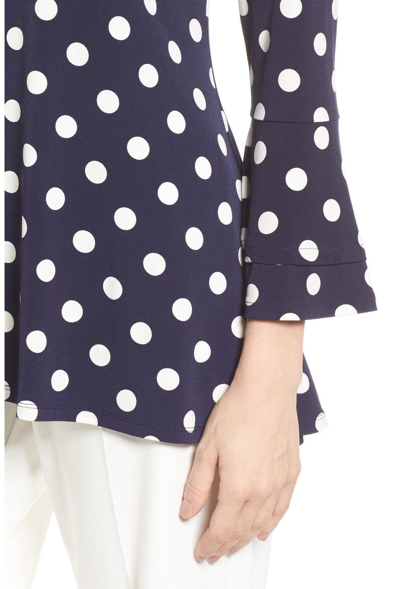 Dot Print Bell Sleeve Blouse, Alternate, color, 529-EVENING NAVY