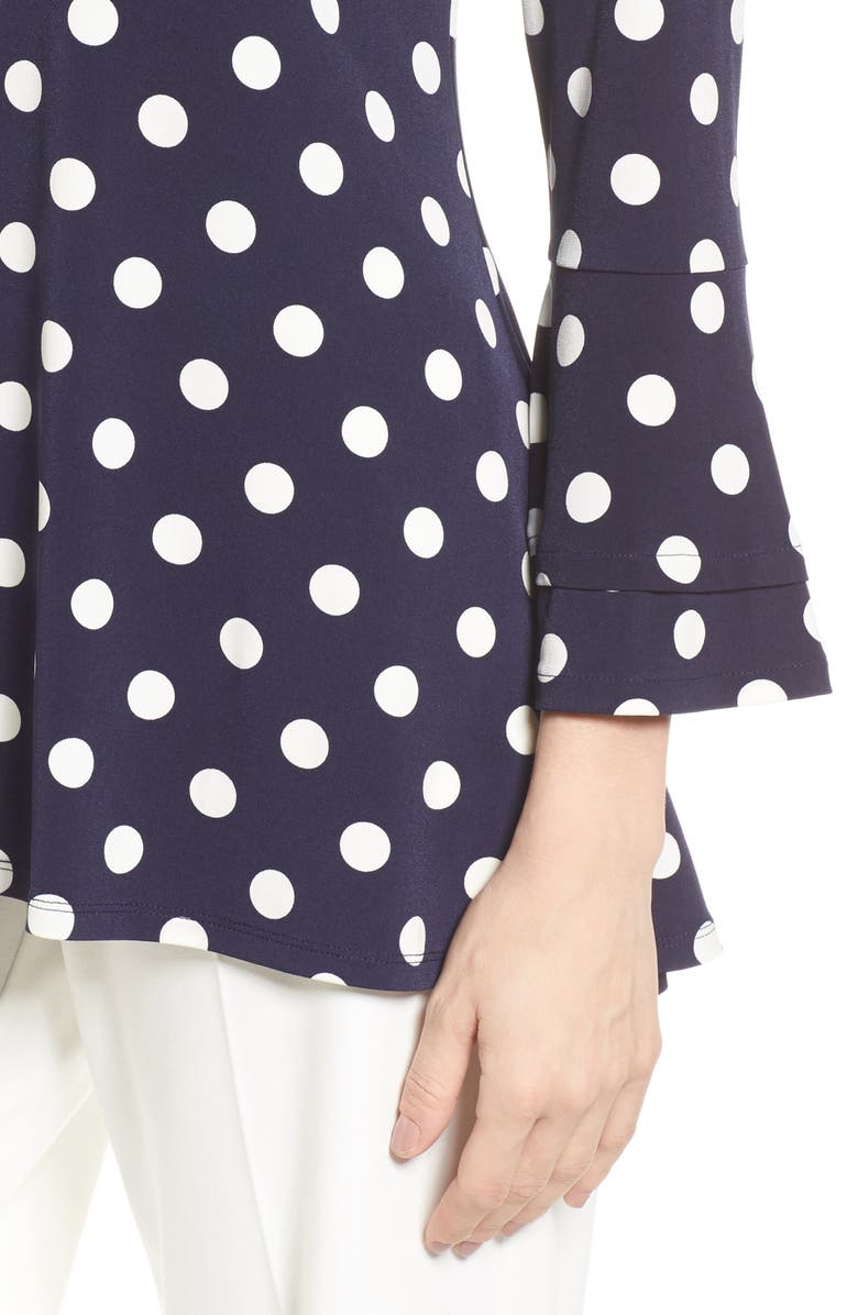 Chaus Dot Print Bell Sleeve Blouse, Alternate, color,