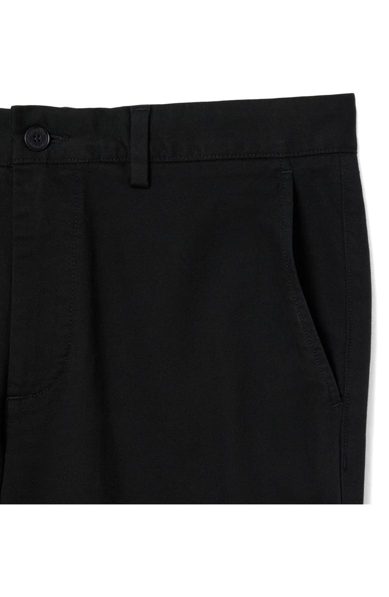 Lacoste Flat Front Cotton Stretch Twill Chinos, Alternate, color, Black