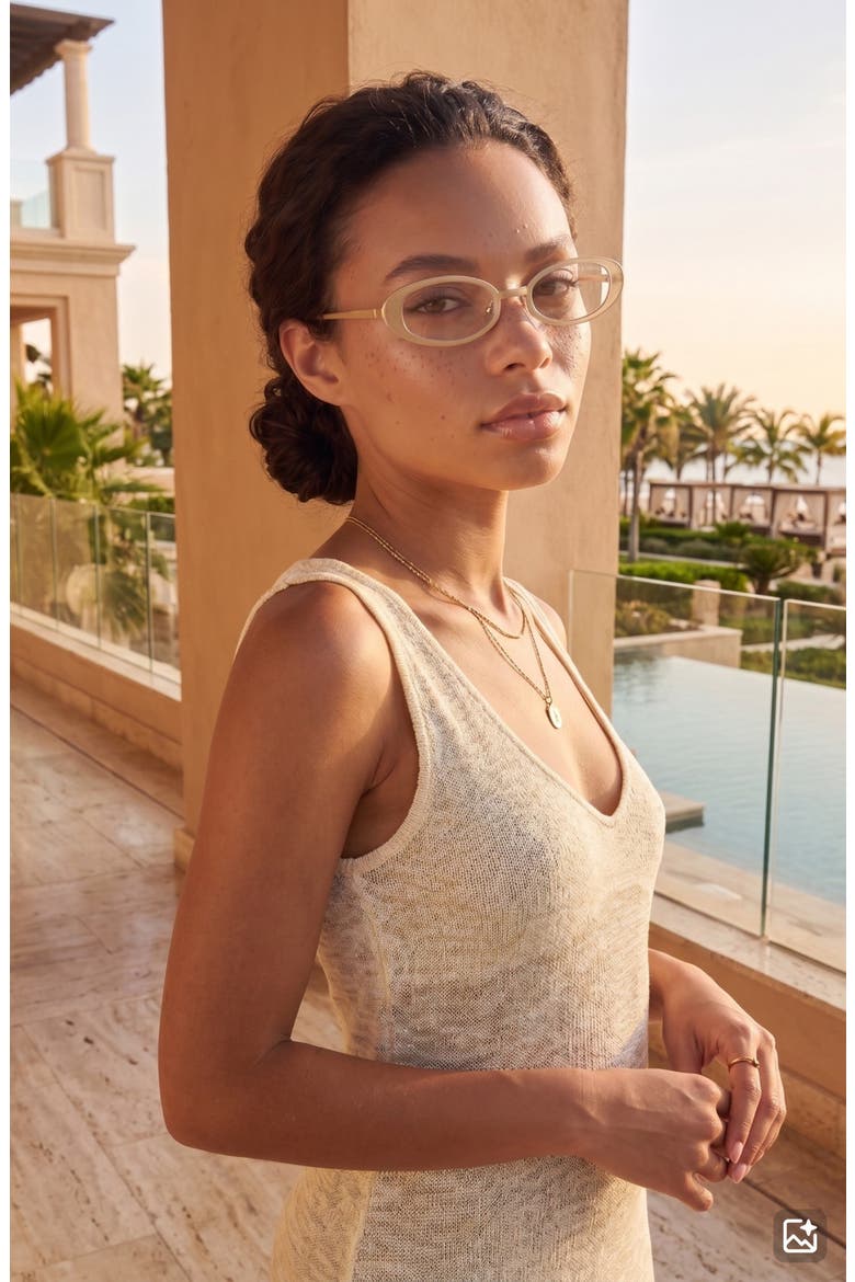 Kylie 51mm Oval Blue Light Blocking Glasses, Alternate, color, GOLD/ CLEAR