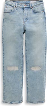AG Brinley Rip & Repair Mid Rise Straight Leg Jeans