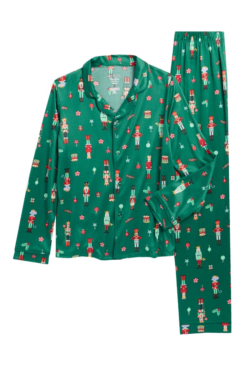 Kids' Nutcracker Fitted Two-Piece Pajamas, Main, color, GREEN DRUMMING NUTCRACKERS