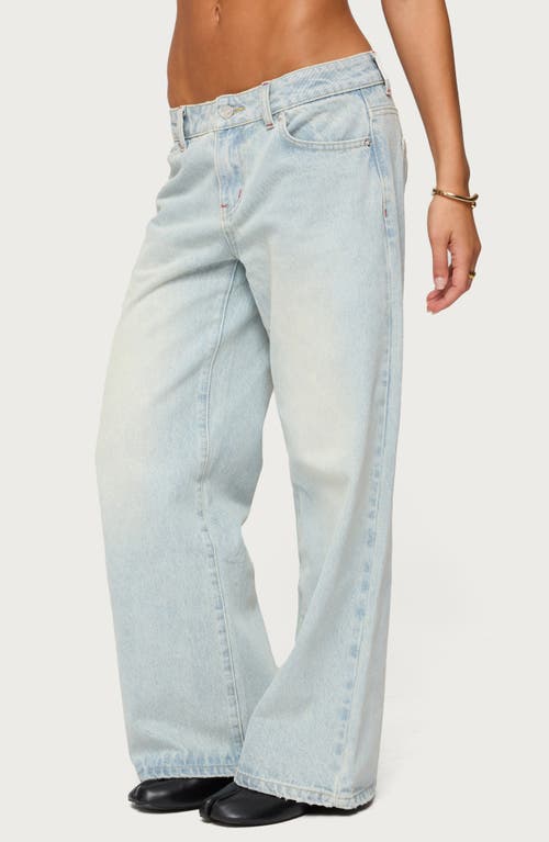 Edikted Ace Relaxed Low Rise Straight Leg Jeans In Blue
