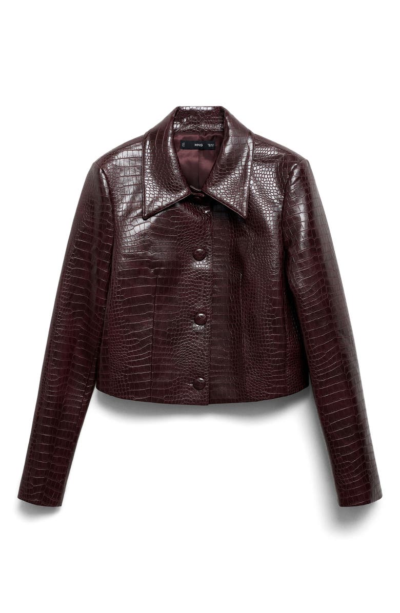 MANGO Doris Croc Embossed Faux Leather Jacket, Alternate, color,