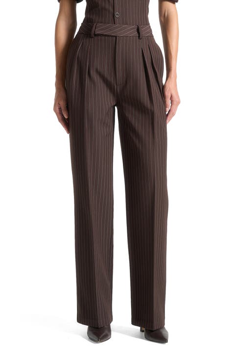 Julie Pinstripe Twin Pleat Tailored Trousers