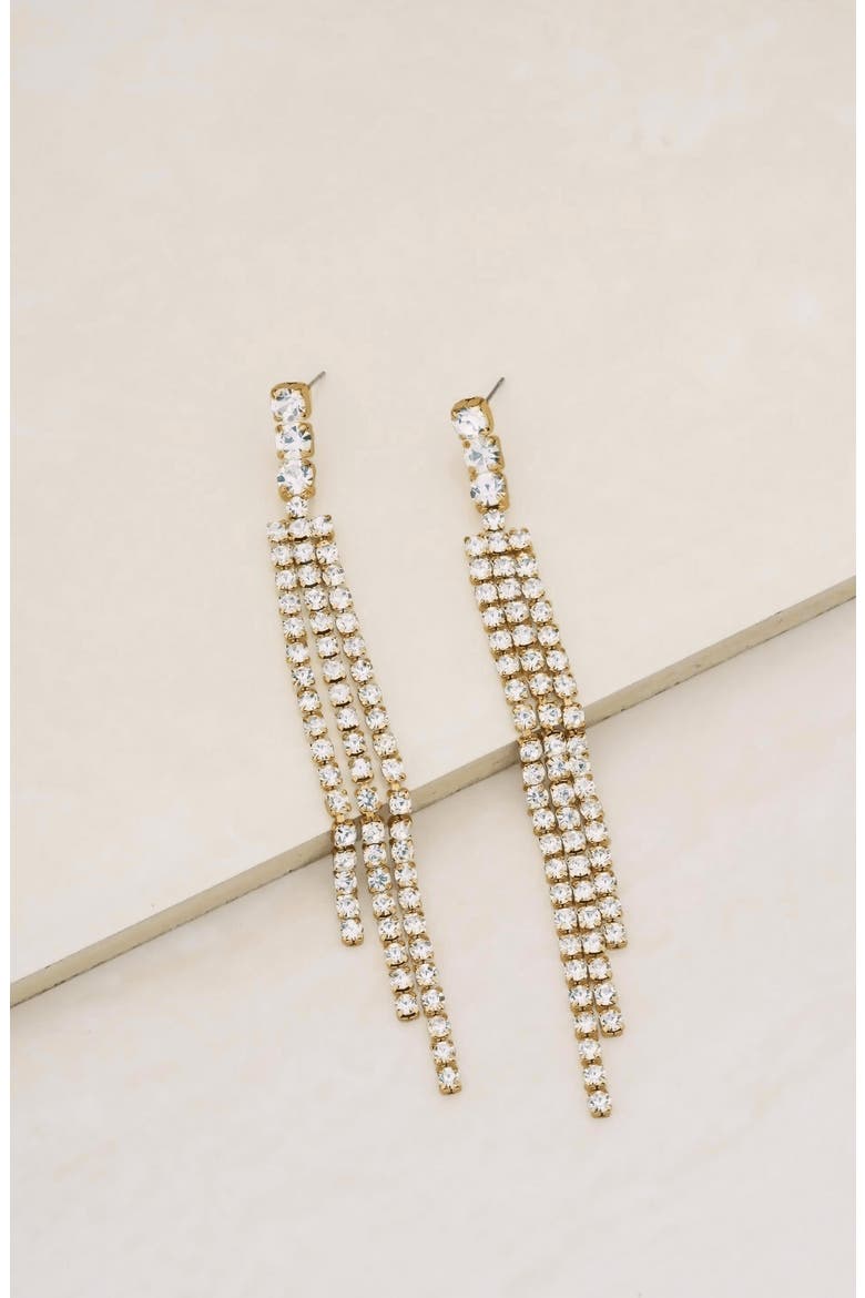 Crystal Fringe Drop Earrings, Alternate, color, GOLD