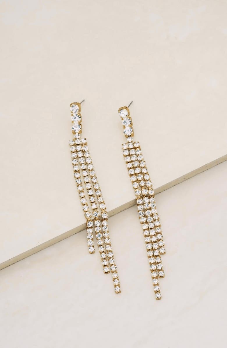 Ettika Crystal Fringe Drop Earrings, Alternate, color, Gold