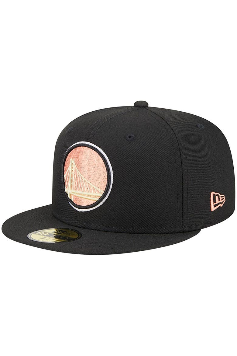 Men's New Era Black Golden State Warriors Floral Side 59FIFTY Fitted Hat, Alternate, color, Black