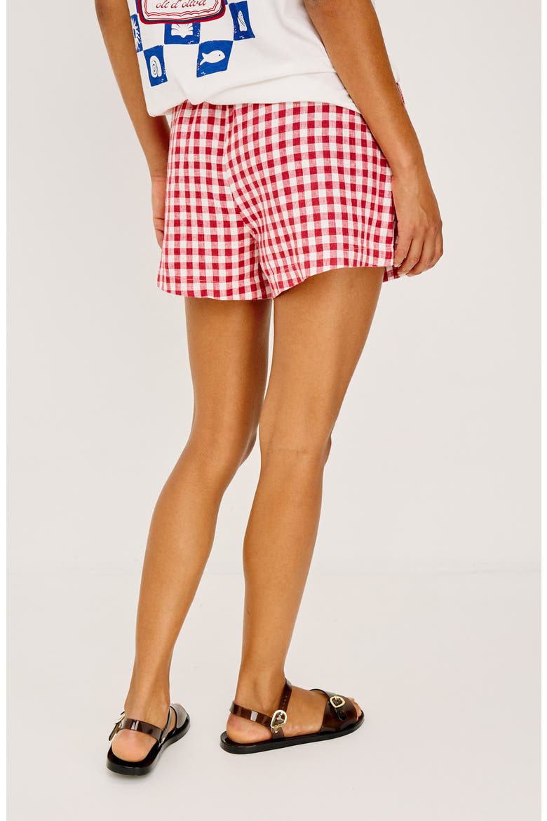 Jenner Gingham Pull-On Linen Shorts, Alternate, color, PICNIC CHECK