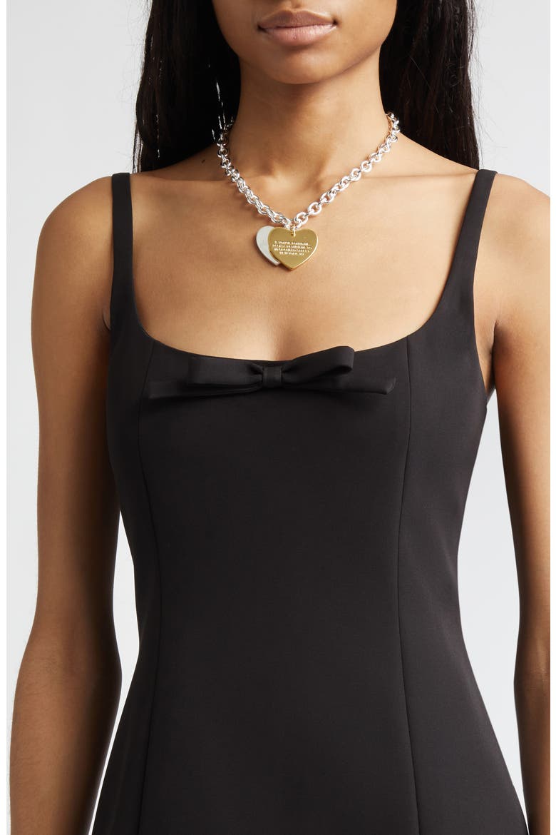 Naomi Bow Detail Sponge Suiting Sheath Dress, Alternate, color, BLACK