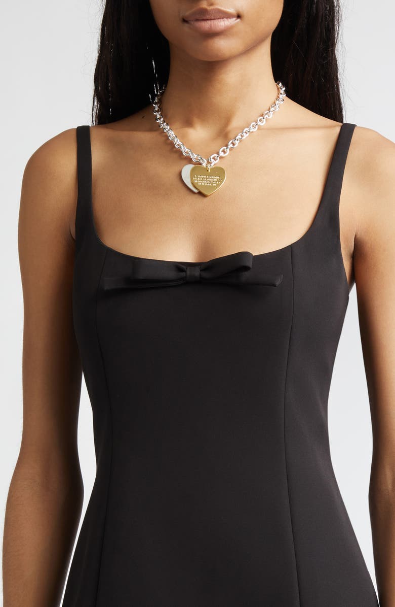 Sandy Liang Naomi Bow Detail Sponge Suiting Sheath Dress, Alternate, color, Black