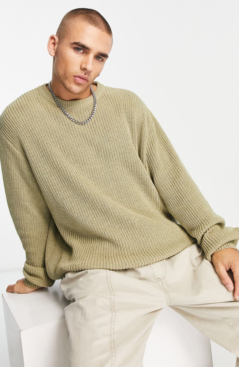 ASOS DESIGN Oversize Fisherman Sweater, Main, color, 