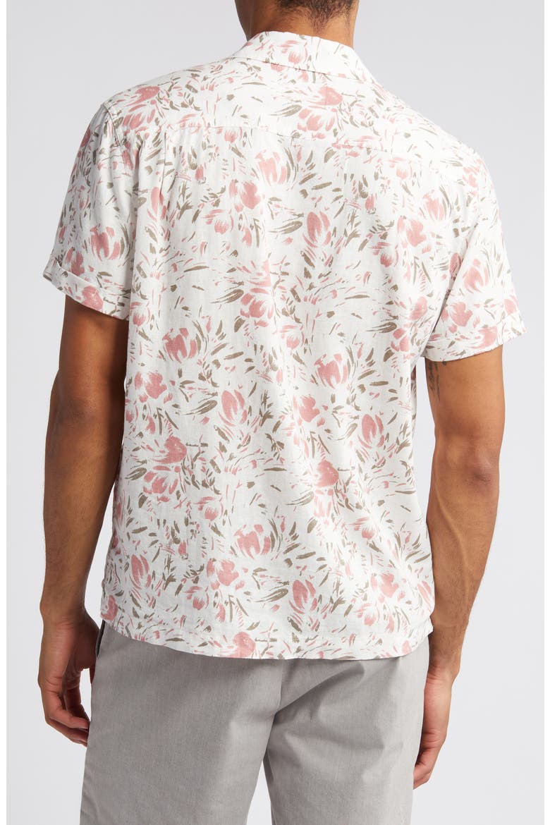 Dresden Regular Fit Floral Short Sleeve Linen Blend Camp Shirt, Alternate, color, BRUSH FLORAL WHITE