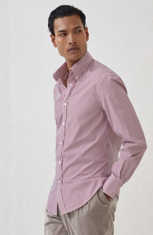 Brunello Cucinelli Man Shirt Burgundy Size M Cotton In Pink