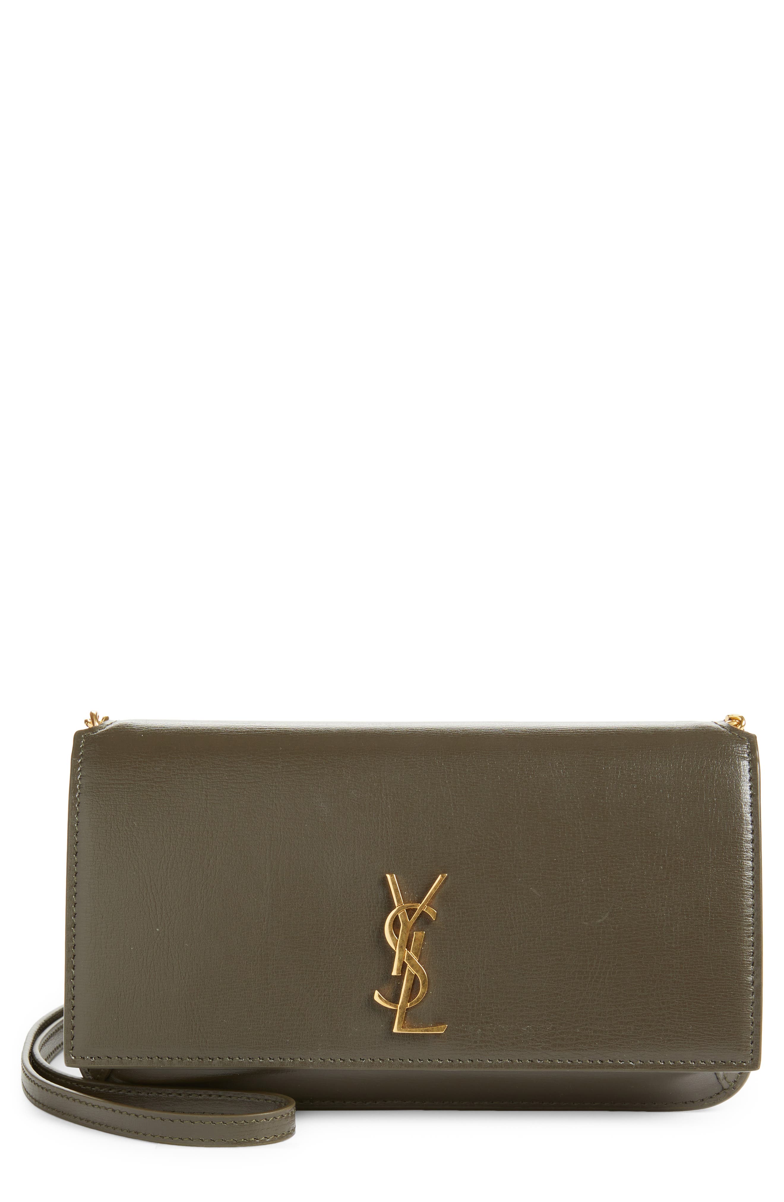 Saint Laurent Monogram Phone Shoulder Bag, Main, color, Light Musk