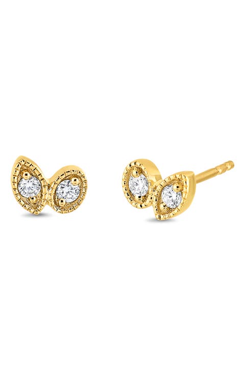 18K Gold Mykonos Diamond Stud Earrings