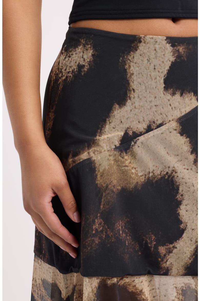 Mirada Leopard Print Mesh Midi Skirt, Alternate, color, LEOPARD