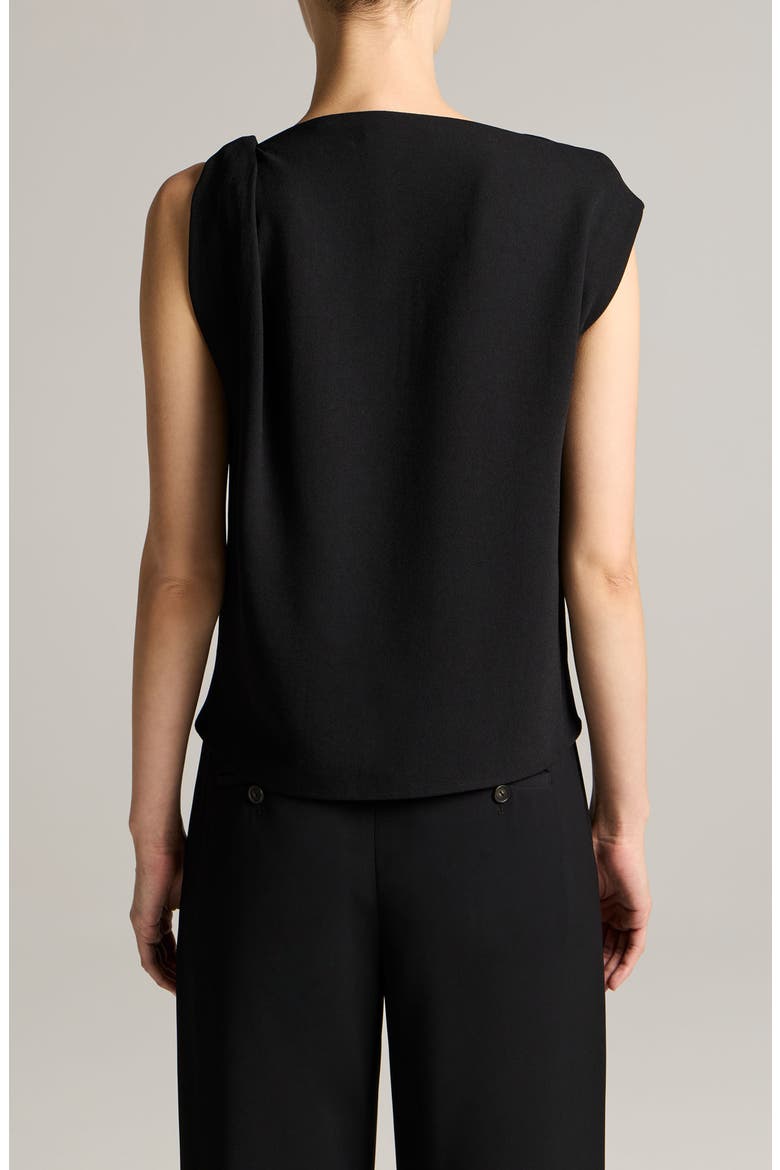 Draped Shoulder Sleeveless Blouse, Alternate, color, BLACK