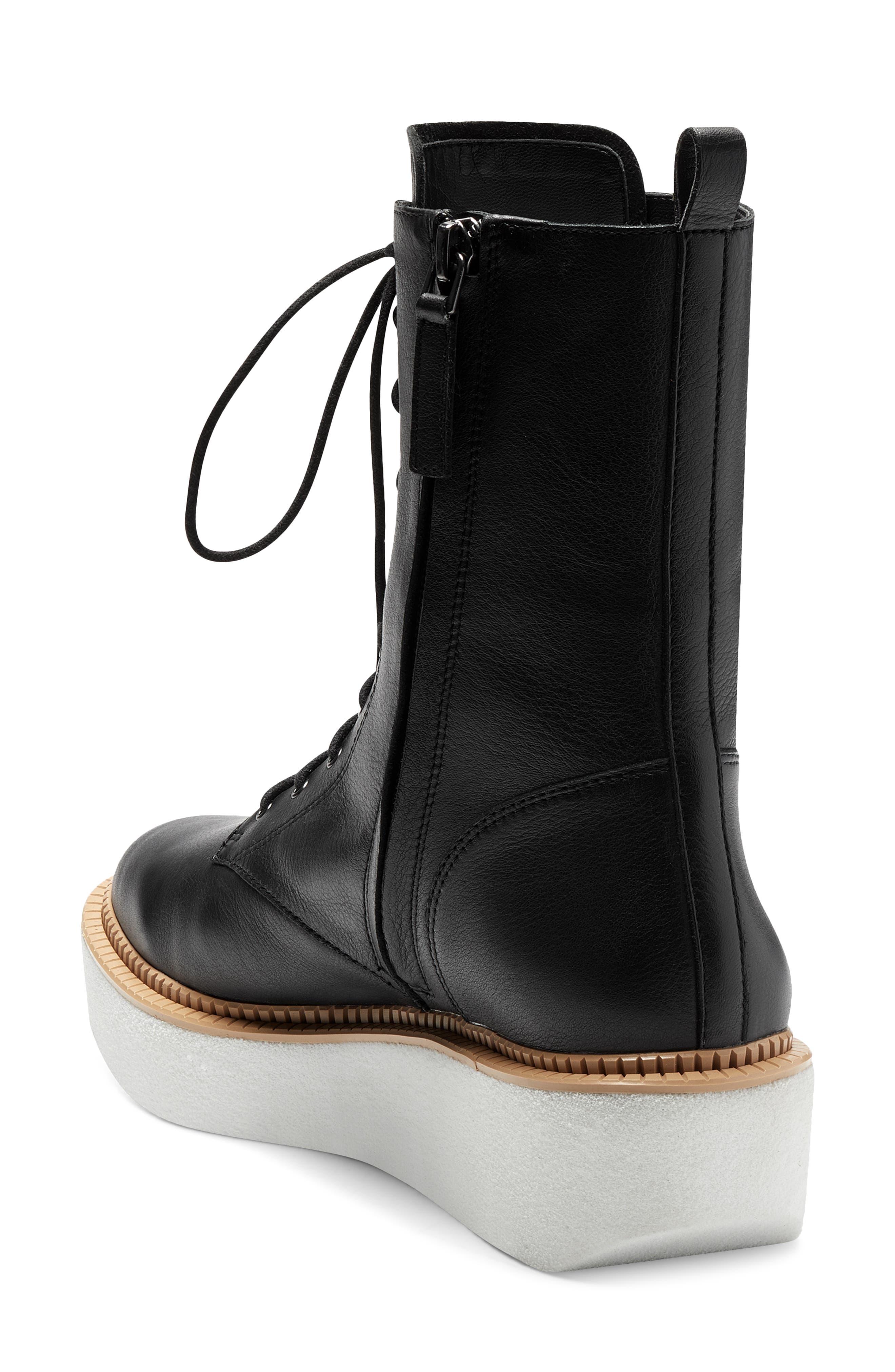 Niko Lace-Up Platform Bootie, Alternate, color, BLACK LEATHER