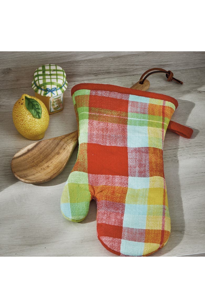 Fresh Pick Plaid Oven Mitt Multi Cotton Summer, Alternate, color, Multicolored